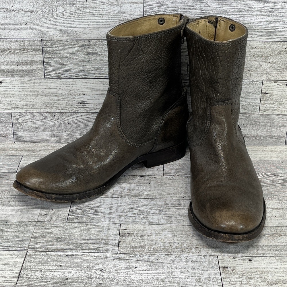 Frye 76502 Melissa Brown Leather Back Zip Ankle Boots Women Size 7.5B
